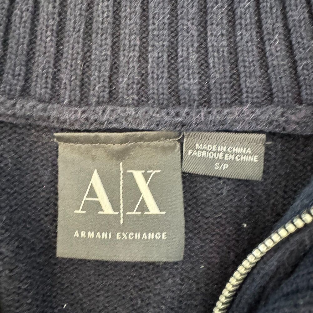 Armani Exchange 1/4 Zip Double Collar Cable Knit Sweater - Women's Small - Picture 2 of 6